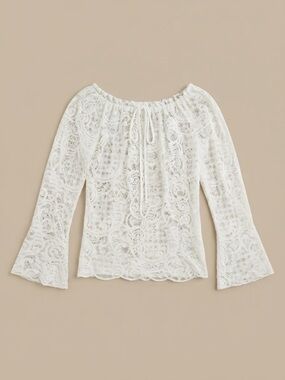 SW3 Bespoke Beige Lace Long Sleeve Top